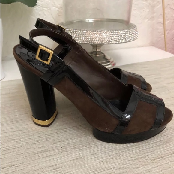 TORY BURCH Patent Leather / Suede 8.5 Open Toe - Picture 1 of 6